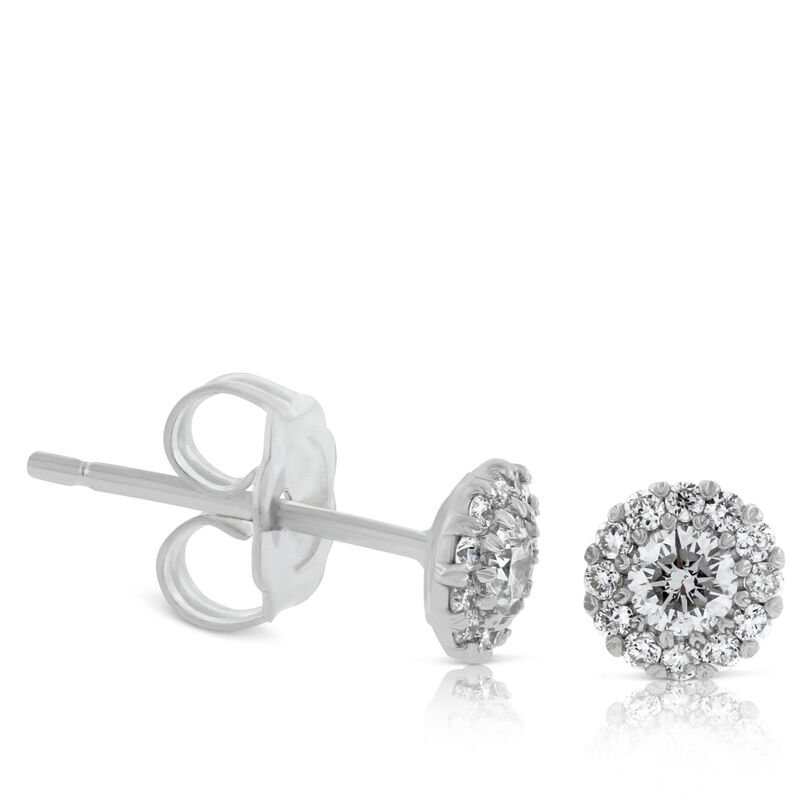 Diamond Halo Cupcake Earrings 1/3ctw, 14K image number 0