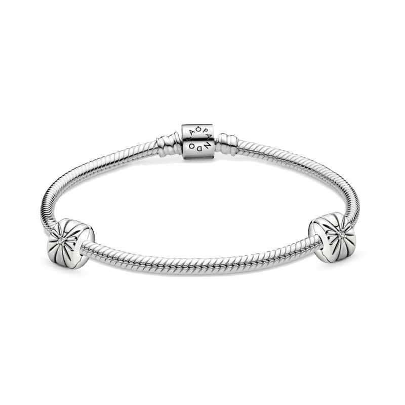Pandora Iconic Clasp Bracelet & CZ Clips Gift Set with Free Charm image number 1