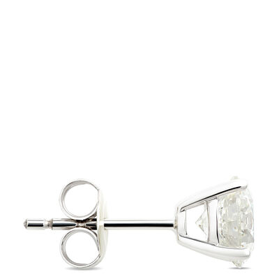 Classic Round Diamond Studs, 1 Carat, in 14K White Gold