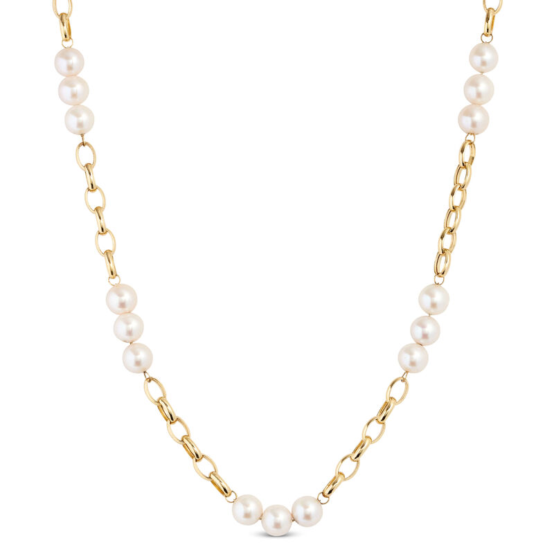 Cultured Freshwater Paperclip Pearl Necklace 14K, 20