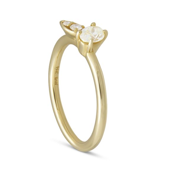 Oval and Round Diamond Ring, 14K Yellow Gold