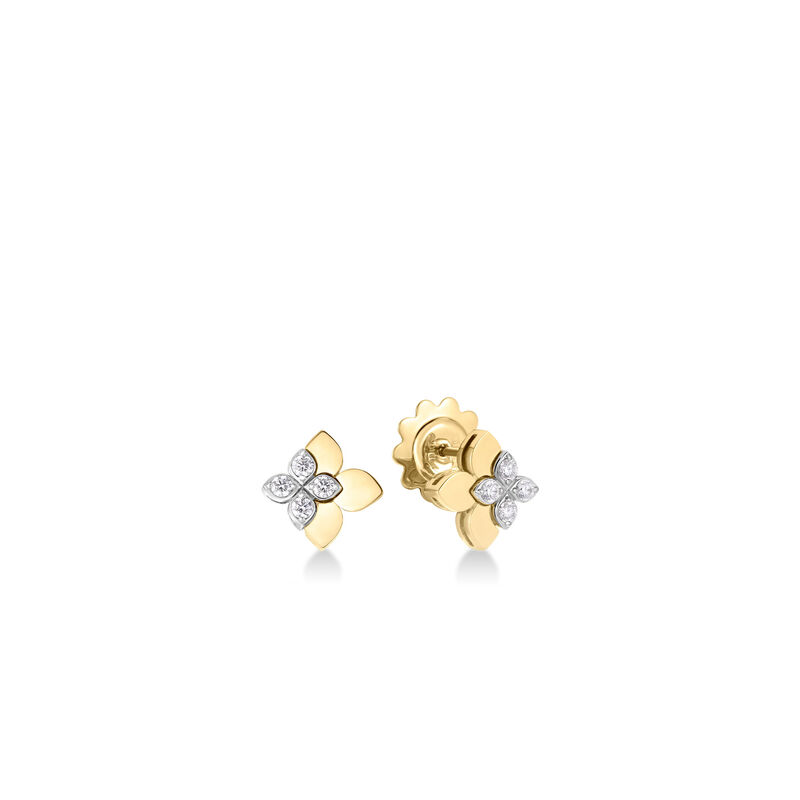 Roberto Coin 18K Yellow and White Gold Love In Verona Diamond Flower Earrings image number 0