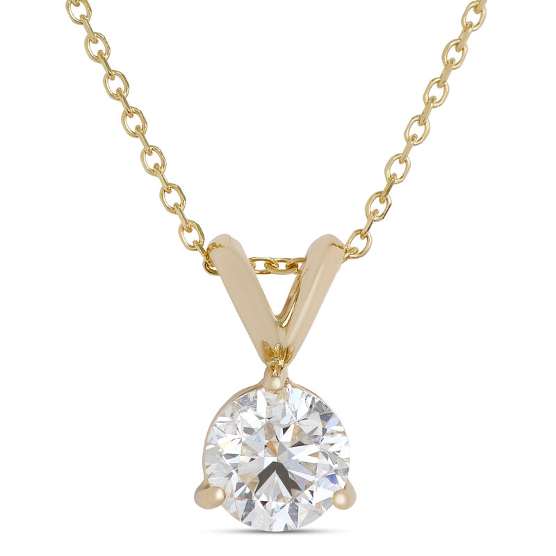 Round Solitaire Diamond Pendant, 14K Yellow Gold image number 0