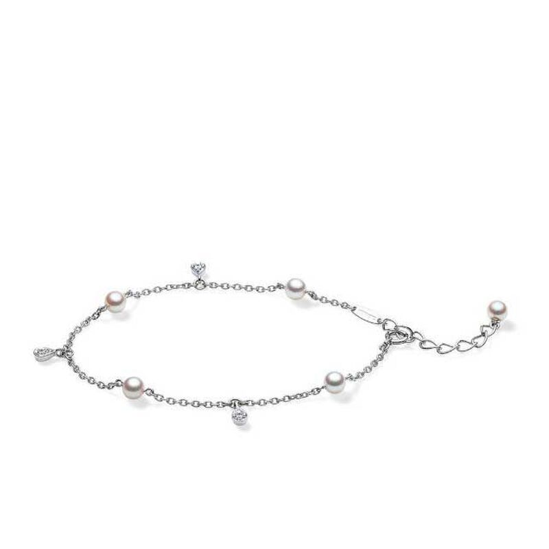 Mikimoto Akoya Cultured Pearl & Diamond Teardrop Bracelet 18K image number 0