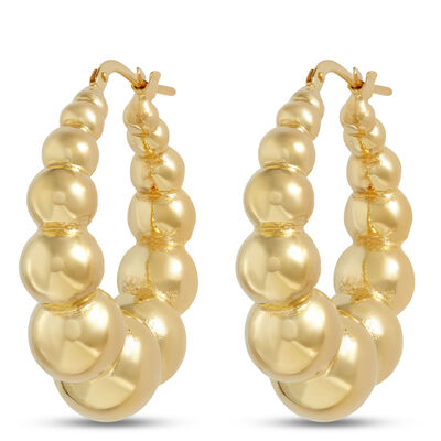 Toscano Large Graduated Shrimp Hoop Earrings, 14K Yellow Gold