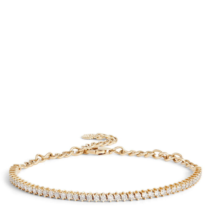 8.5-Inch Diamond Half Chain Bracelet, 14K Yellow Gold image number 0