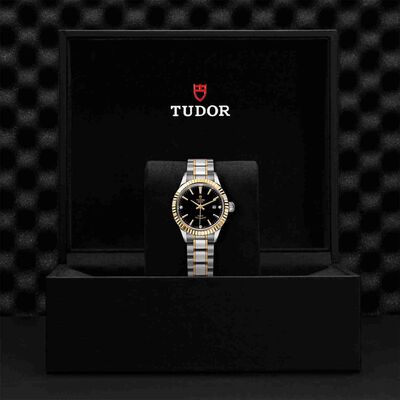 TUDOR Style Watch Steel Case Black Dial Steel Bracelet, 28mm