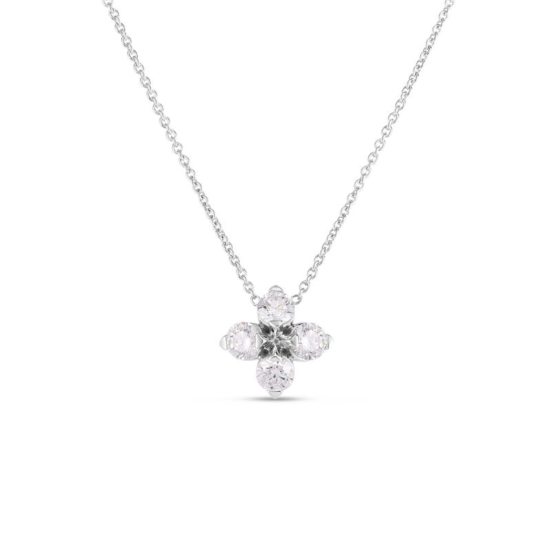 Roberto Coin 18K White Gold Love In Verona Small Flower Diamond Necklace image number 0