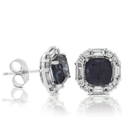 Gray Spinel & Diamond Stud Earrings 14K&nbsp;