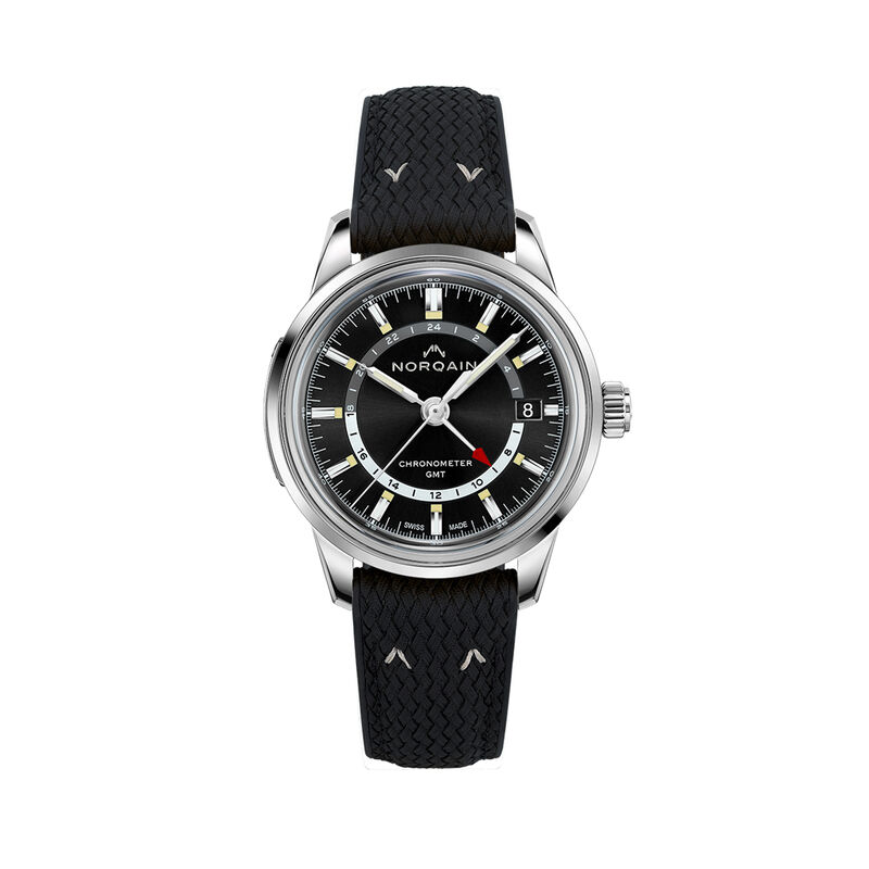 NORQAIN Freedom 60 GMT Black Perlon Rubber Watch, 40mm image number 0