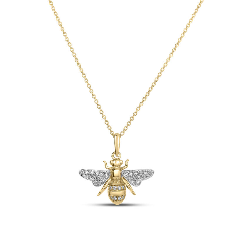 Roberto Coin 18K Yellow and White Gold Tiny Treasures Diamond Bumblebee Necklace image number 0