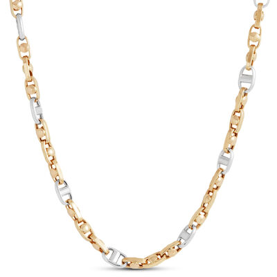 Toscano Anchor Link Two-Tone Necklace, 14k White and Yellow Gold