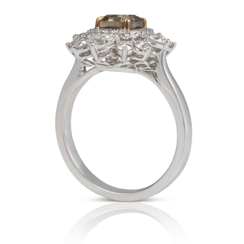 Two-Tone Brown & White Diamond Cluster Ring 18K image number 1