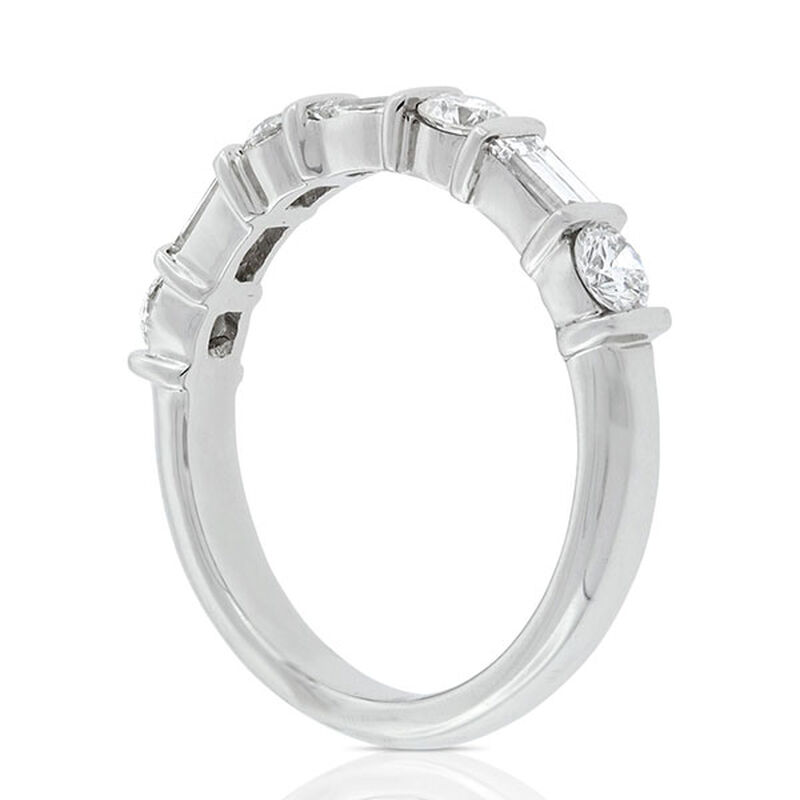 Baguette & Round Diamond Ring in Platinum, 1 ctw. image number 4