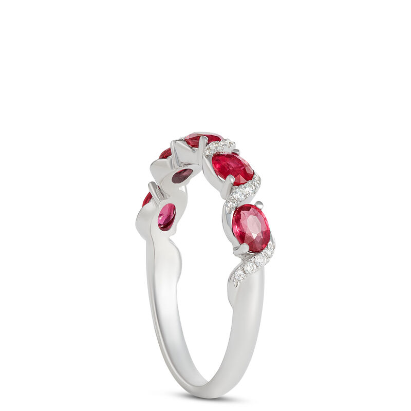 Oval Ruby and Diamond Ring, 14K White Gold image number 1