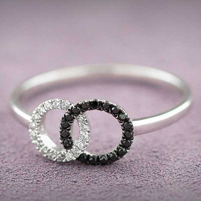 Black & White Diamond Ring 14K image number 2