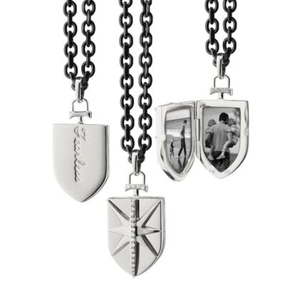 Monica Rich Kosann Sterling Silver Fearless Shield Locket