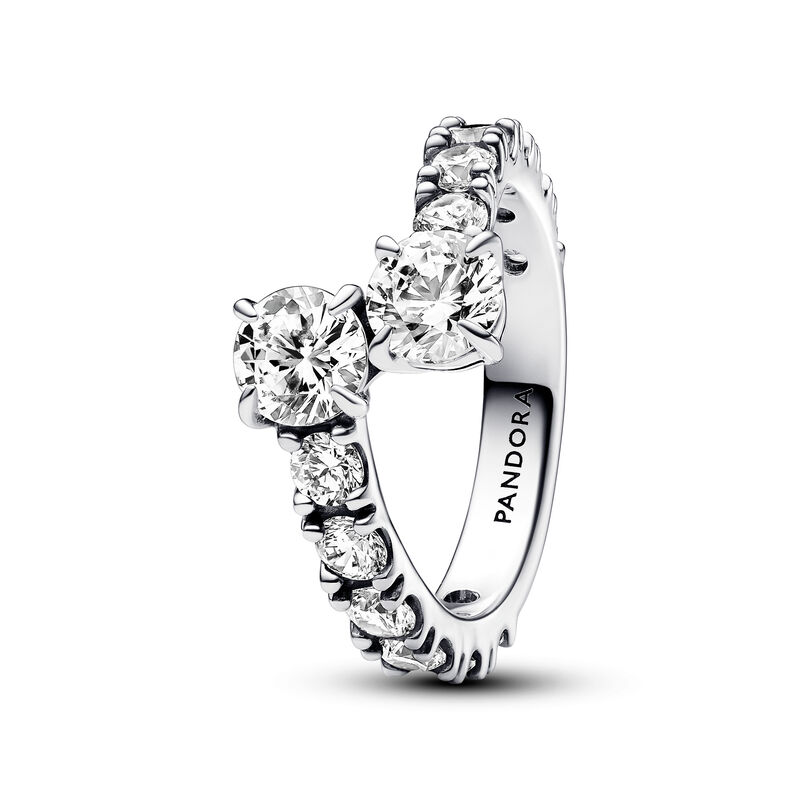 Pandora Sparkling Overlapping Band Ring image number 0