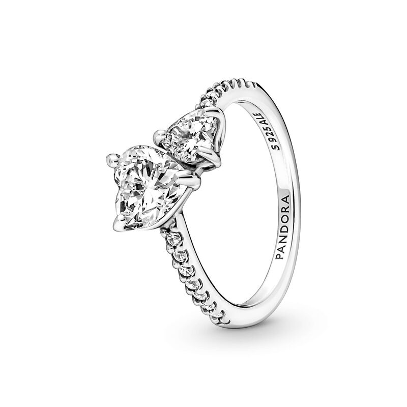 Pandora Double Heart Sparkling Ring image number 0