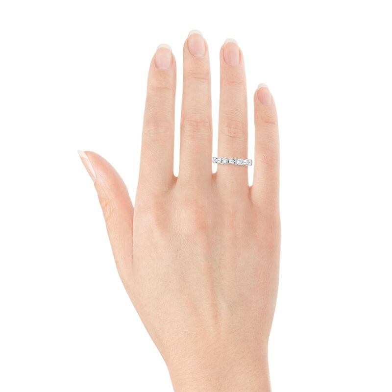 Baguette & Round Diamond Ring in Platinum, 1 ctw. image number 3