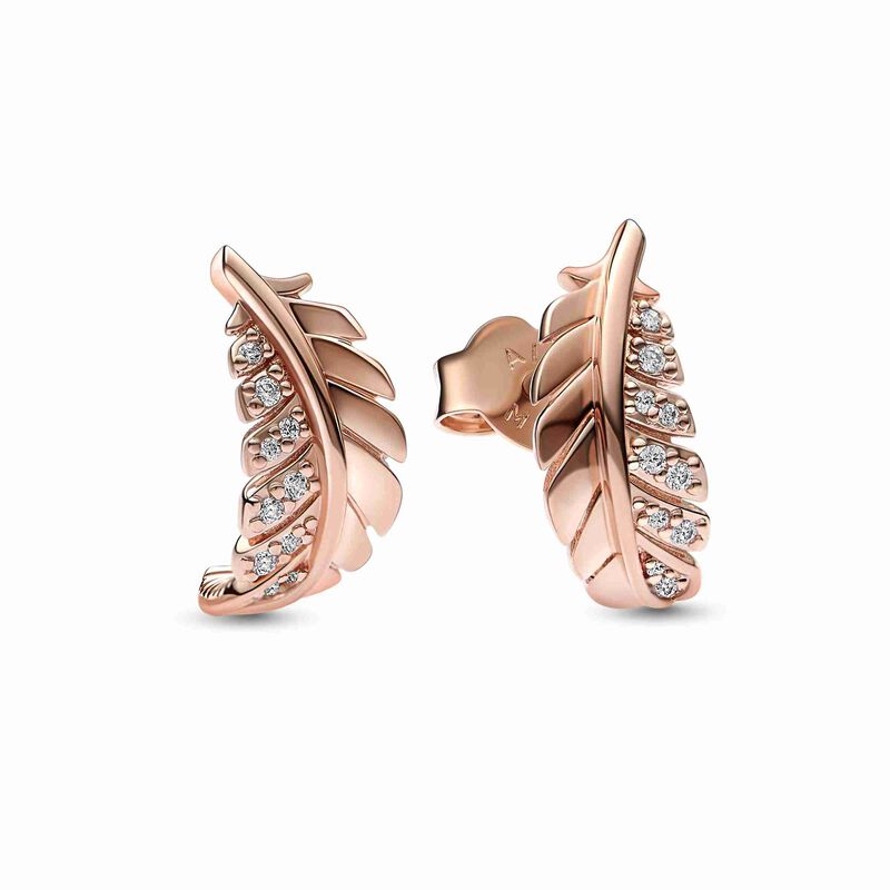 Pandora Floating Curved Feather Stud Earrings image number 1