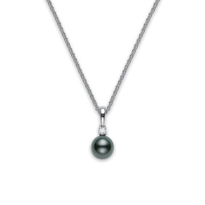 Mikimoto Black South Sea Cultured Pearl & Diamond Pendant 18K