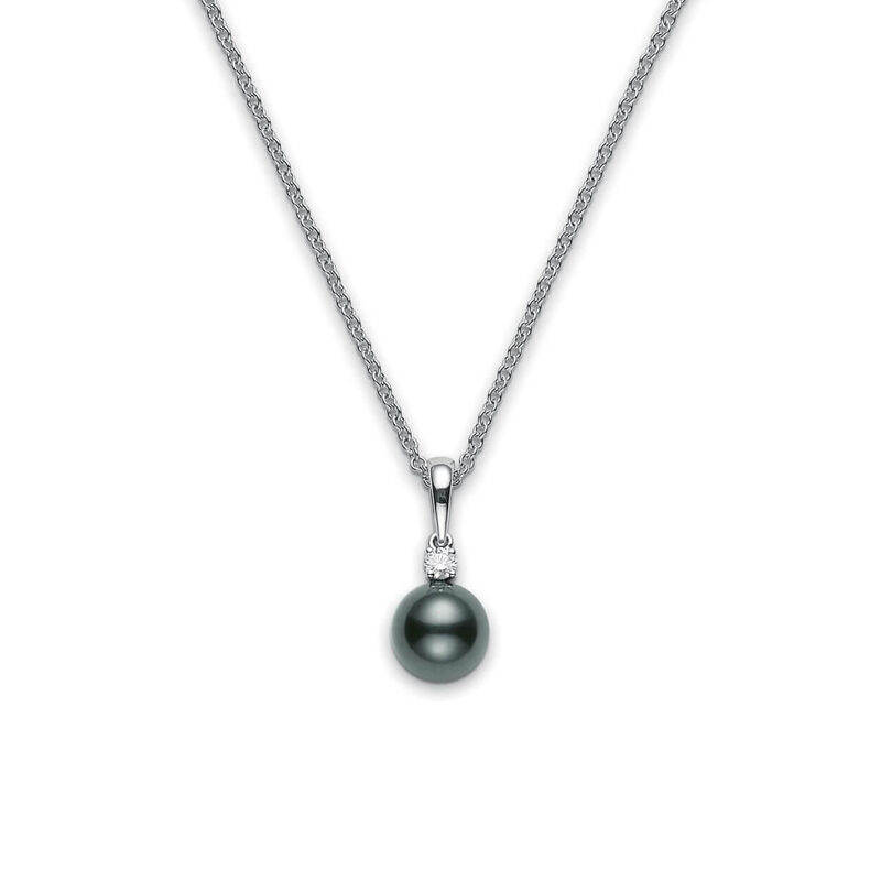 Mikimoto Black South Sea Cultured Pearl & Diamond Pendant 18K image number 0