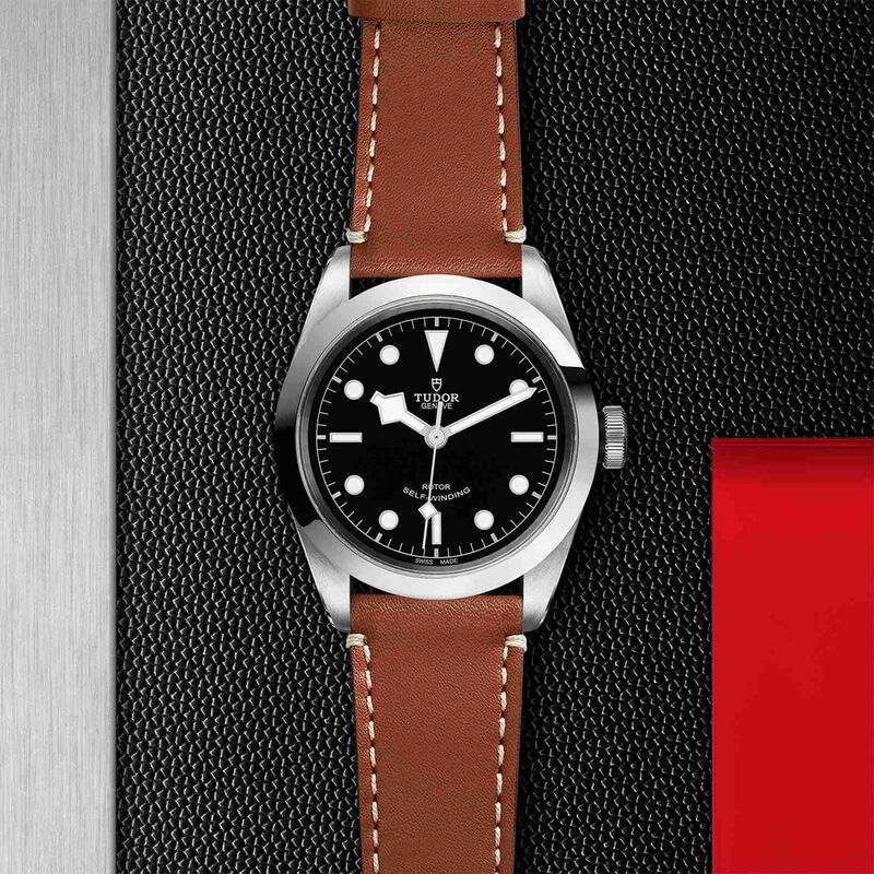 TUDOR Black Bay 41 Watch Steel Case Black Dial Leather Strap, 41mm image number 3