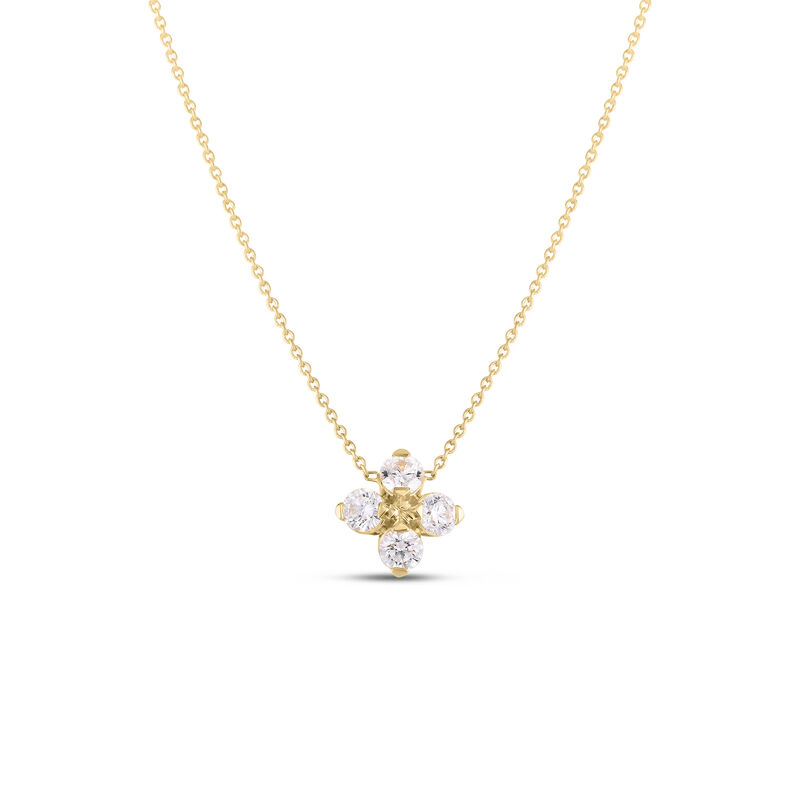 Roberto Coin Love In Verona Diamond Flower Necklace 18K Yellow Gold, 18 Inches image number 1