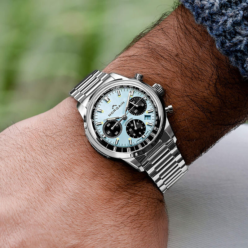 Norqain Freedom 60 Chrono Limited Edition Watch Ice Blue Dial Steel Bracelet, 40mm image number 2