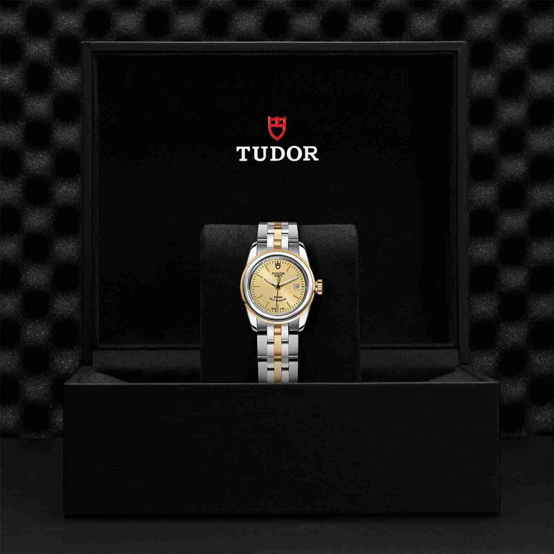 TUDOR Glamour Date Watch Steel Case Gold Dial Steel Bracelet, 26mm image number 1