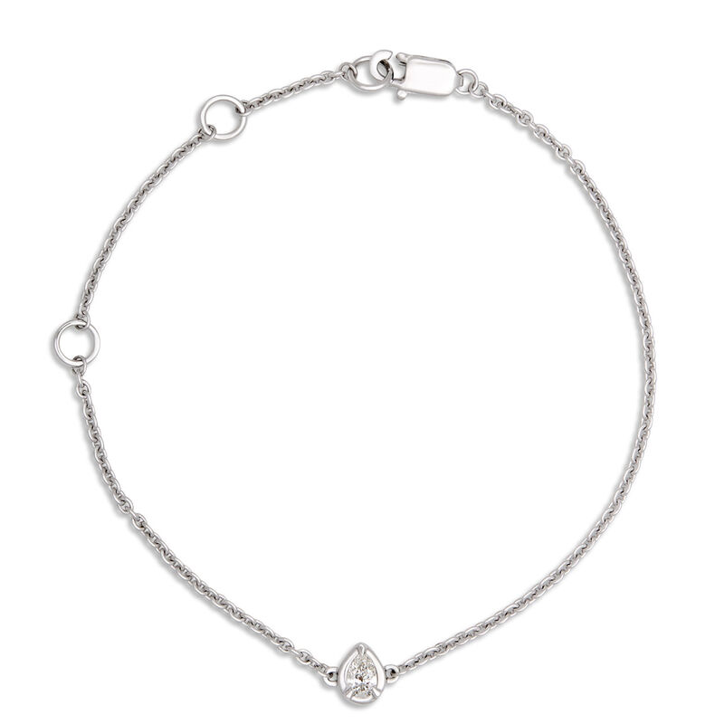 Adjustable Bracelet with Pear Shaped Diamond Station, 14K White Gold image number 0