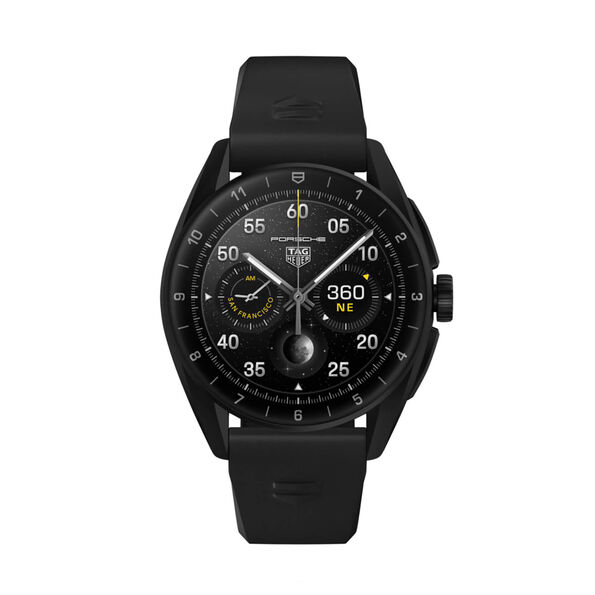 TAG Heuer Connected Calibre E4 Watch Black Dial Black Rubber Strap, 42mm