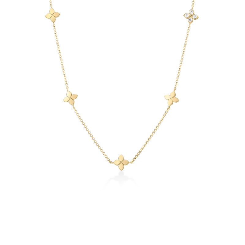 Roberto Coin 18K Yellow Gold Love In Verona Diamond Flower Station Necklace image number 0