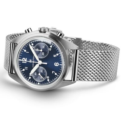 Hamilton Khaki Aviation Pilot Pioneer Mechanical Chrono Blue Dial Watch, 40mm