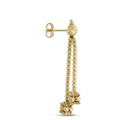 Toscano Double Beaded Drop Earrings, 14K Yellow Gold