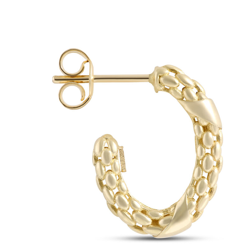 Toscano Oval Quilted Hoop Earring, 14K Yellow Gold image number 1