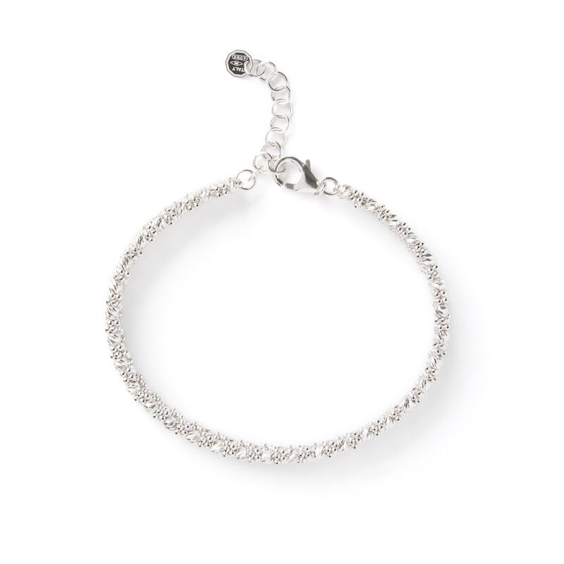 Toscano 7-Inch Double Row Flexy Beaded Bracelet, 14K White Gold image number 1