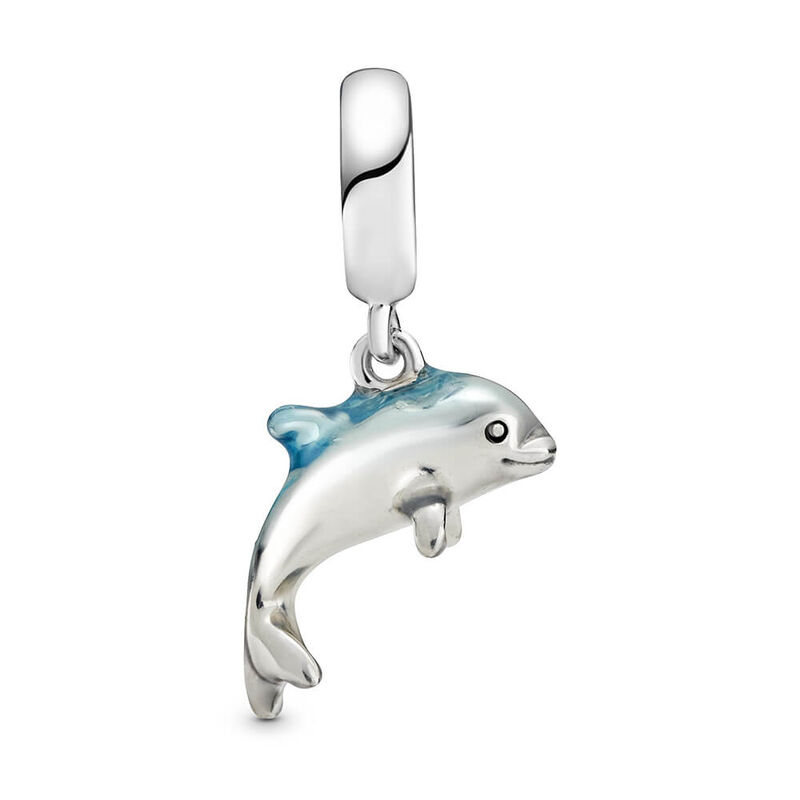 Pandora Shimmering Dolphin Enamel & Crystal Dangle Charm image number 2