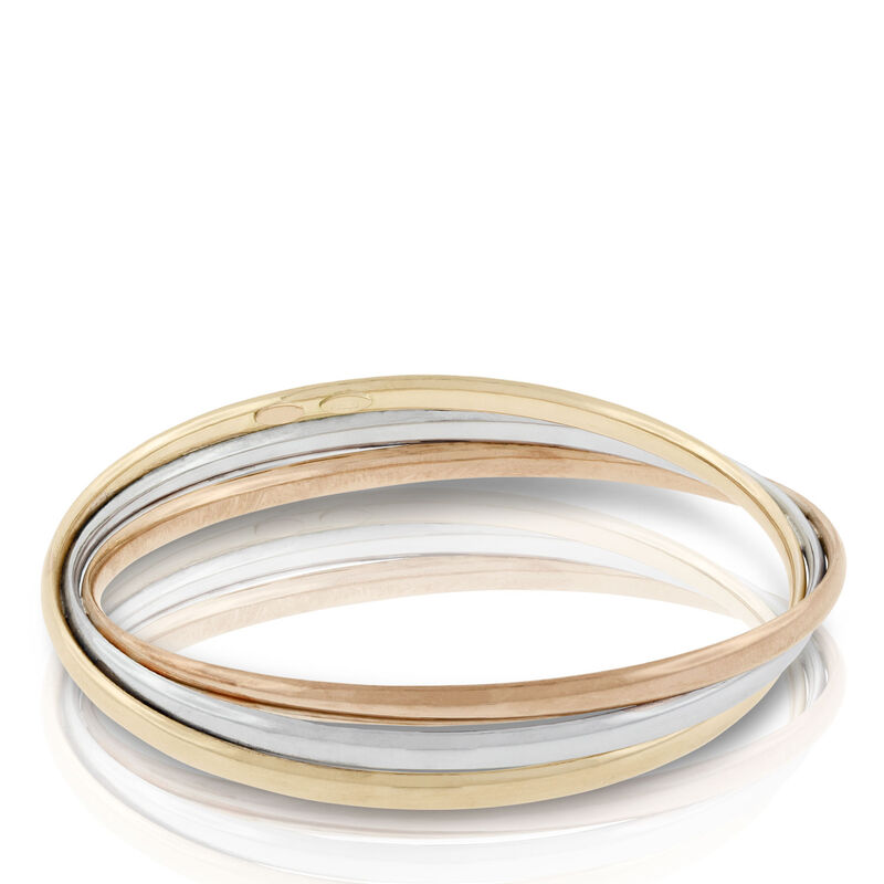 Toscano Tri-Color Twisted Bangle Bracelet 18K image number 0