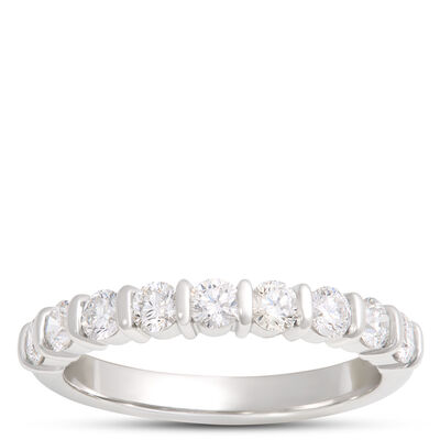Platinum Band With Round Diamonds