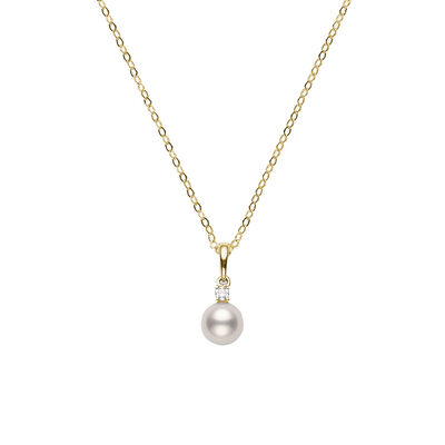 Mikimoto A+ Akoya Cultured Pearl & Diamond Necklace 18K, 7mm