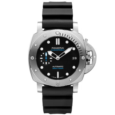 Pre-Owned Panerai Submersible Black Dial Rubber Steel Watch, 42mm