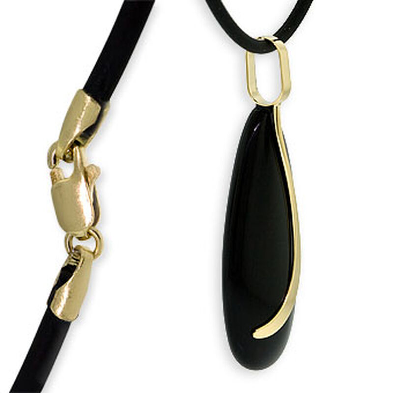 Onyx Pendant, Rubber Cord & 14K image number 3