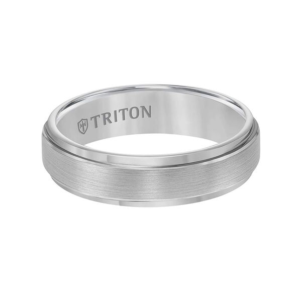 TRITON Step Edge Satin Finish Center Classic Tungsten Wedding Band, 6mm