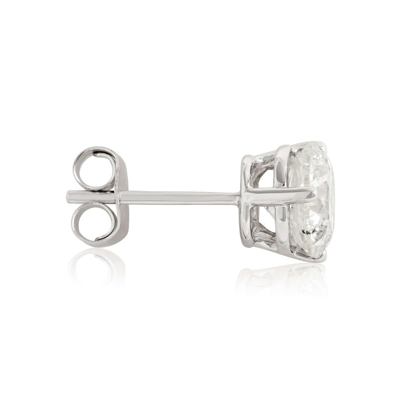 Diamond Solitaire Earrings 14K White Gold, 2 ct. image number 2