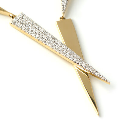 Long Triangle Diamond Earrings, 14K Yellow Gold