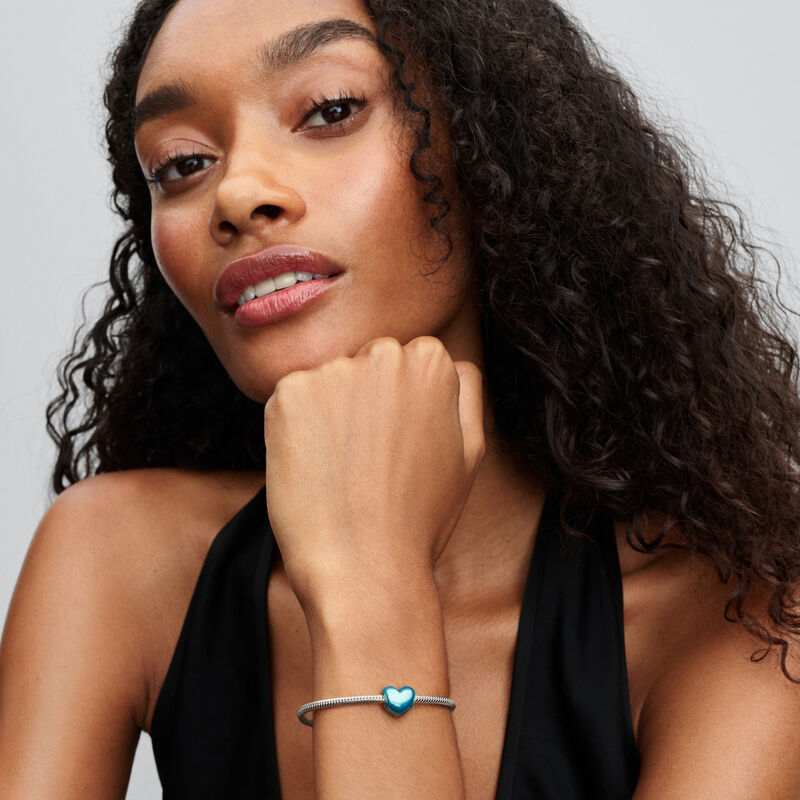 Pandora Metallic Sky-Blue Heart Charm image number 3