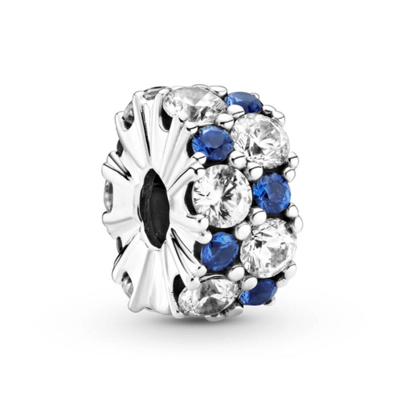 Pandora Clear & Blue Sparkling Crystal & CZ Clip Charm image number 0