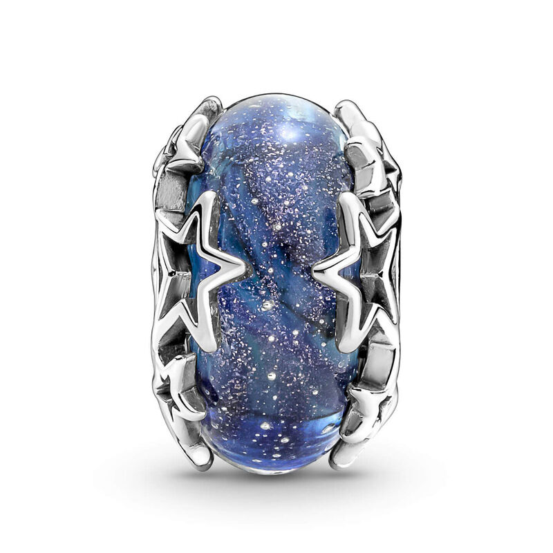 Pandora Galaxy Blue & Star Murano Charm image number 1